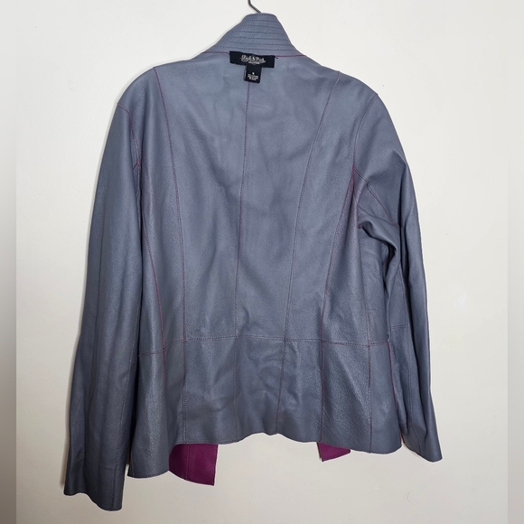 Peck and Peck purple leather jacket womens M reversible - Picture 5 of 10